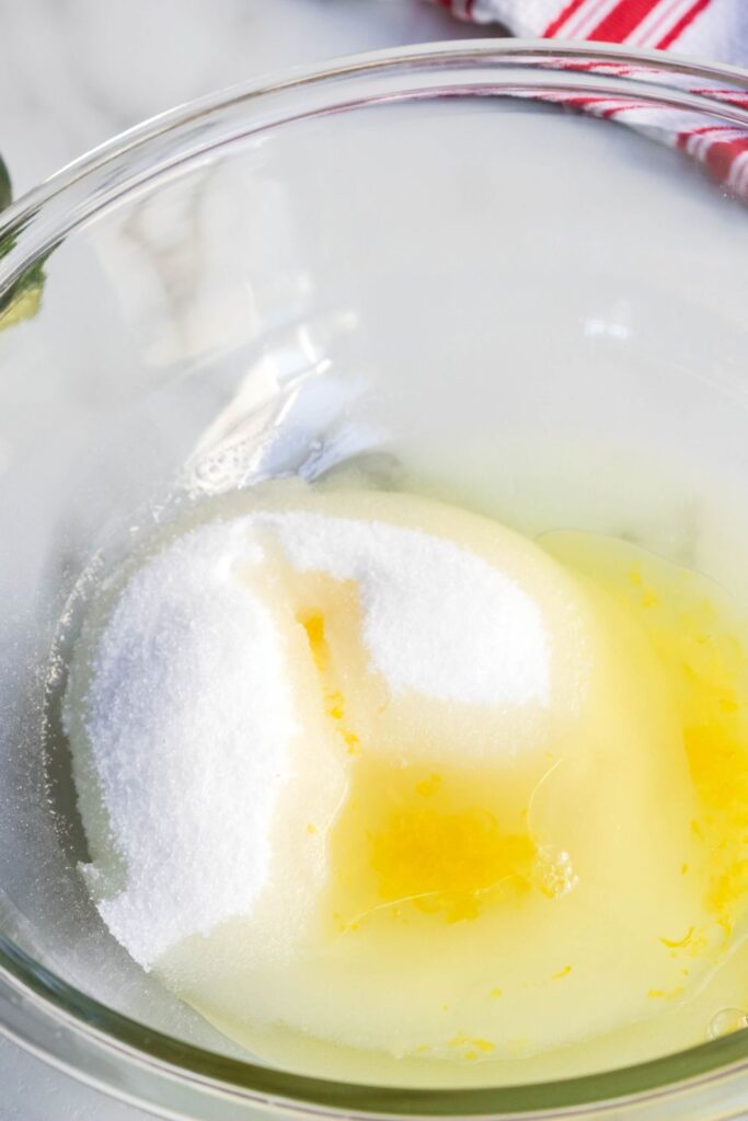 sugar and lemon juice in glass bowl 