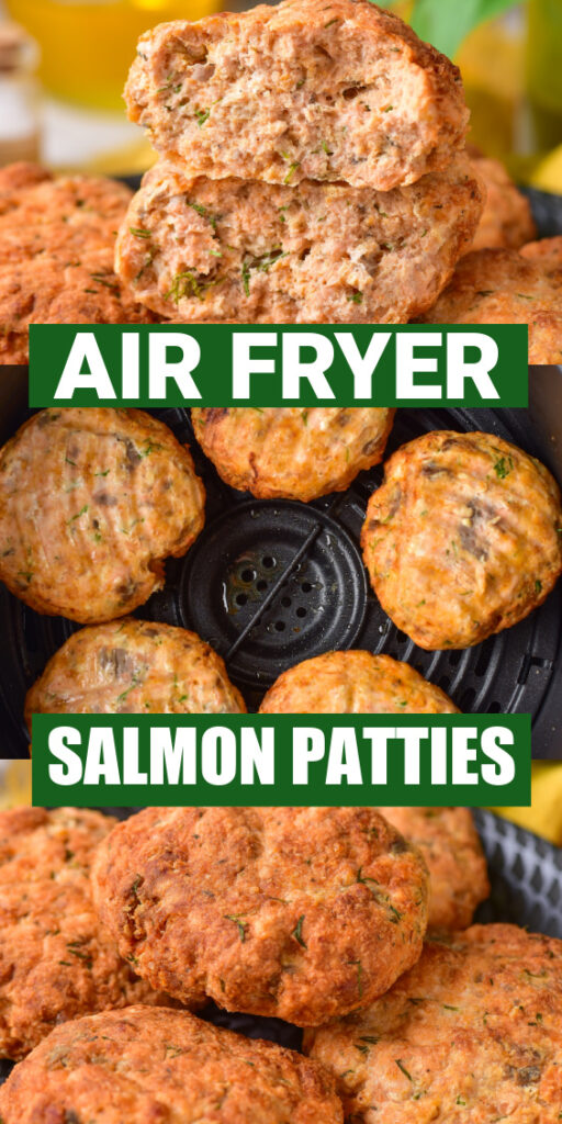 collage of salmon patties for a pinterest image 