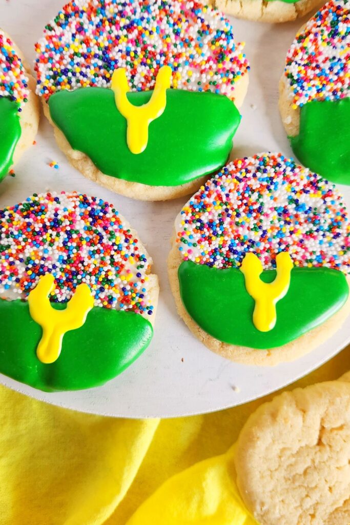 football field cookies on a cookie platter