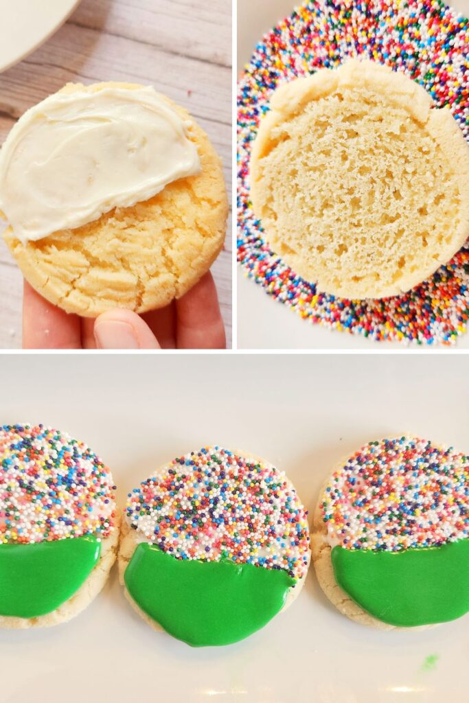 collage on how to make sugar cookie football cookies