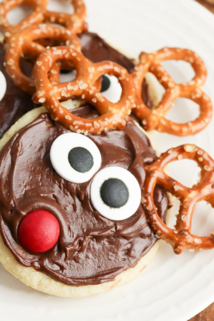 reindeer christmas cookies on plate 