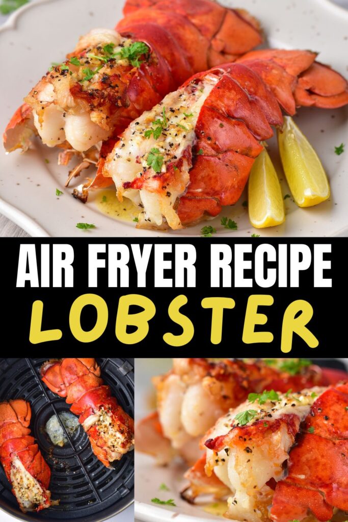 air fryer lobster tail collage image