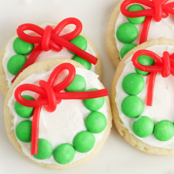 wreath cookies on a plate 