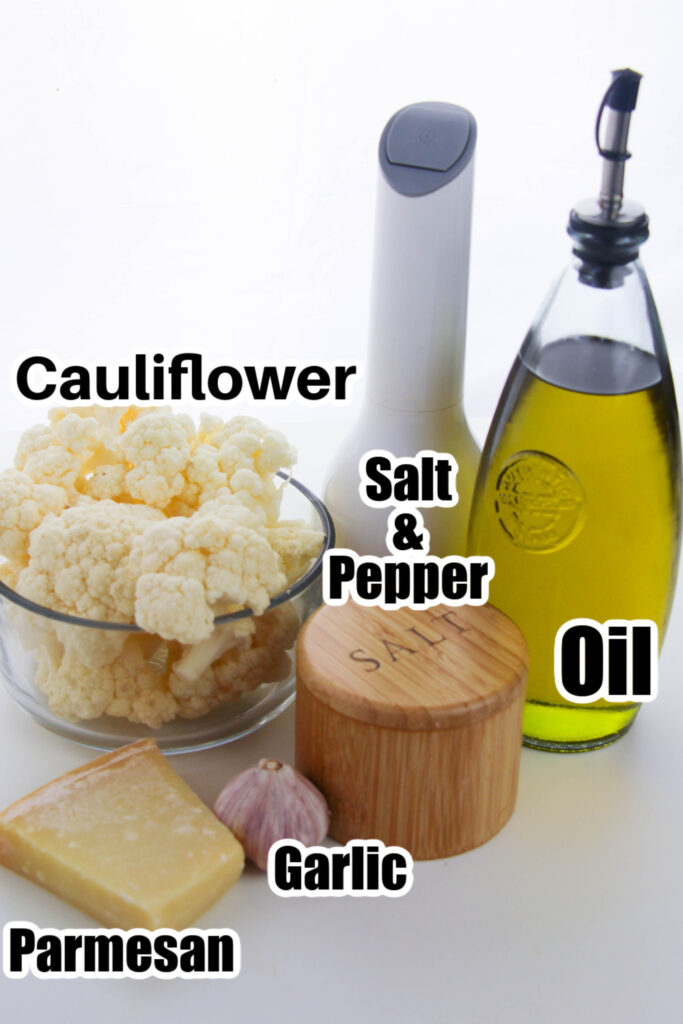 ingredients for cauliflower on white counter 