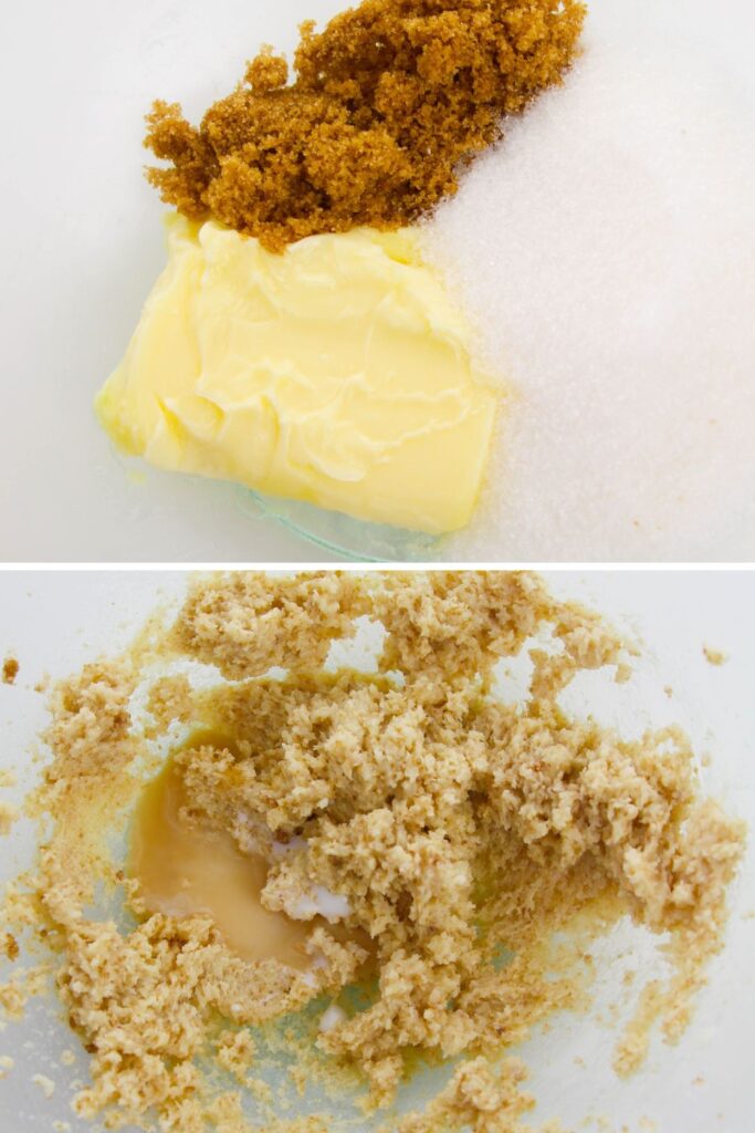 cream butter and sugar together in a collage 