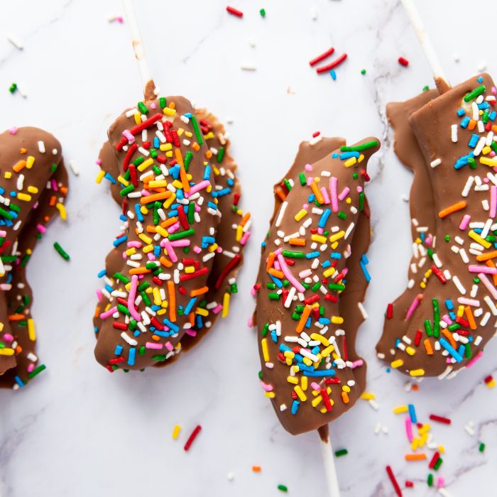 banana pops on marble counter 