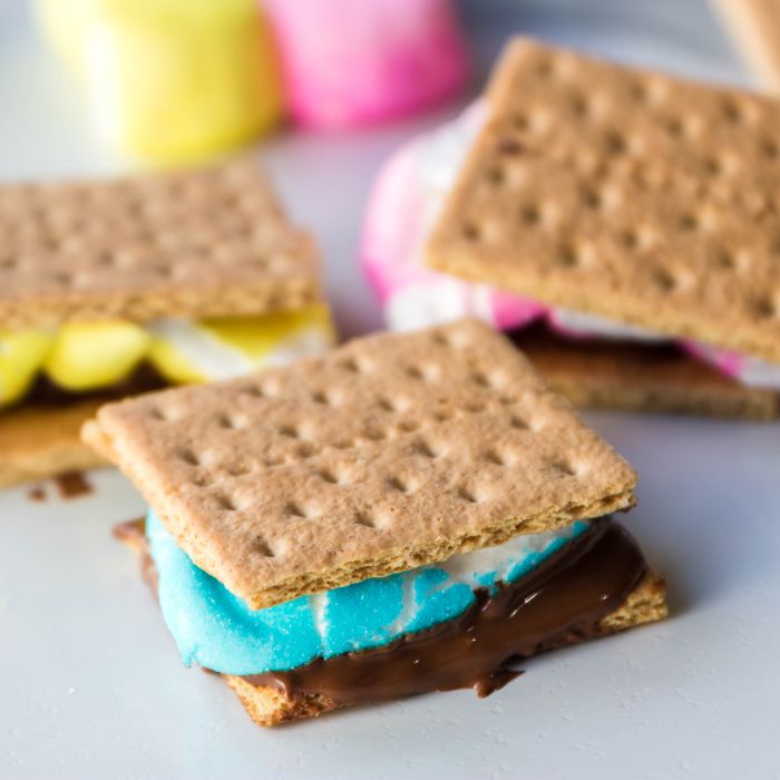 peeps smores on a marble counter