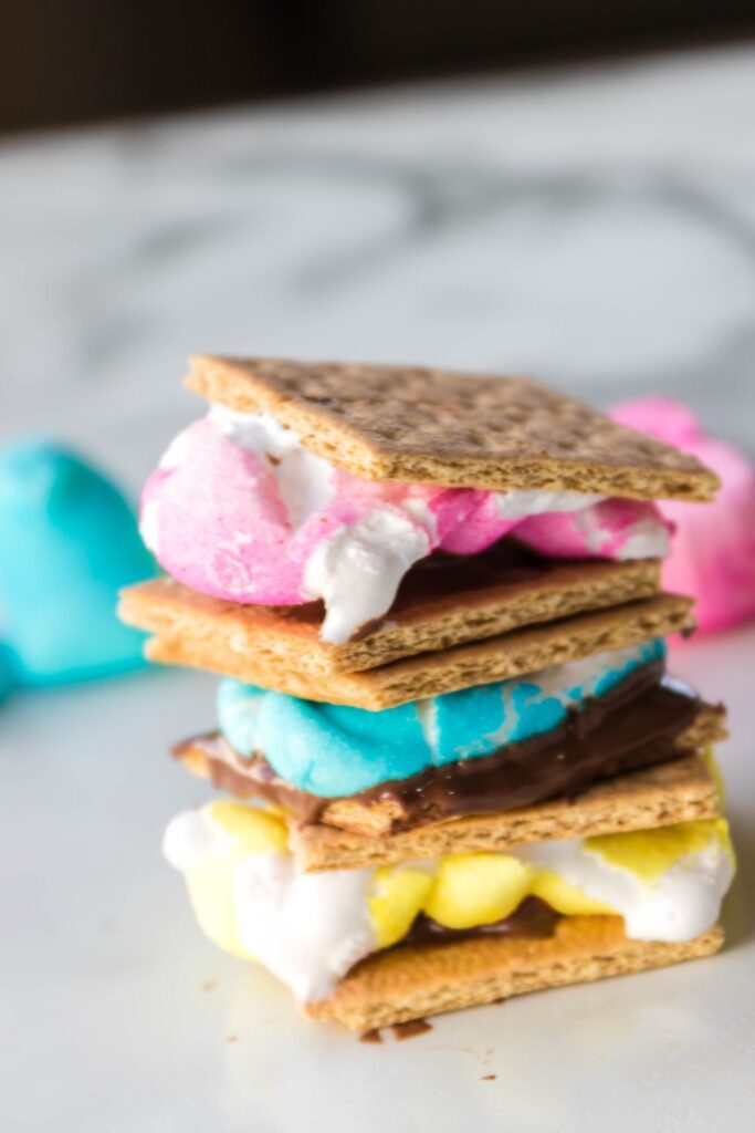 stacked smores on a table 