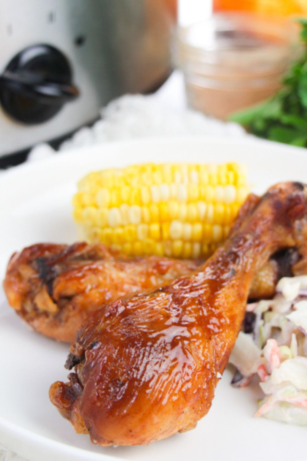 BBQ Chicken Legs Crock Pot (3 Ingredients) • Bake Me Some Sugar