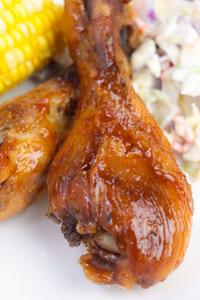 close up view of bbq chicken on plate 