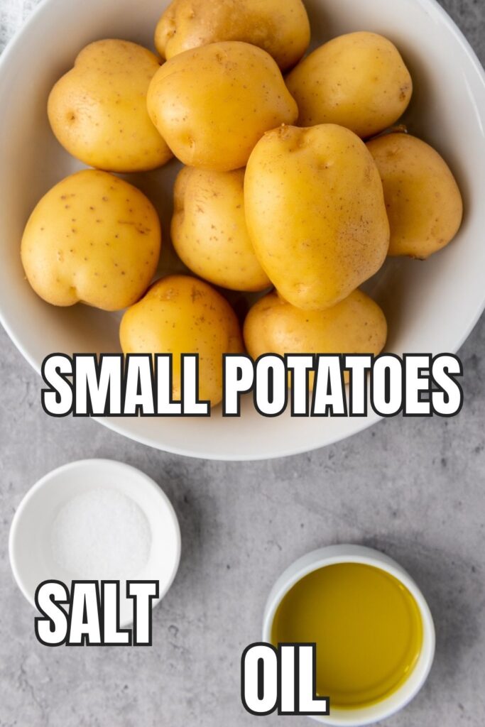 ingredients for accordion potatoes on a marble counter 