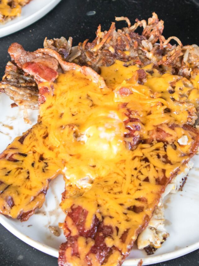 Blackstone Loaded Hashbrowns with Bacon and Eggs Story • Bake Me Some Sugar