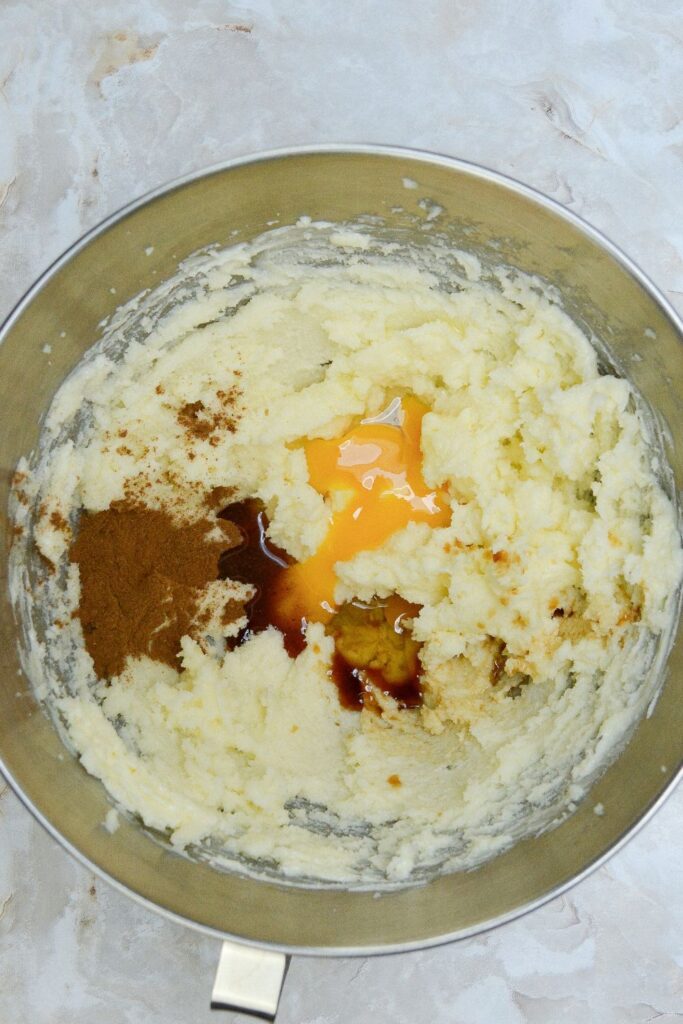 egg and vanilla mixture in a cookie bowl 