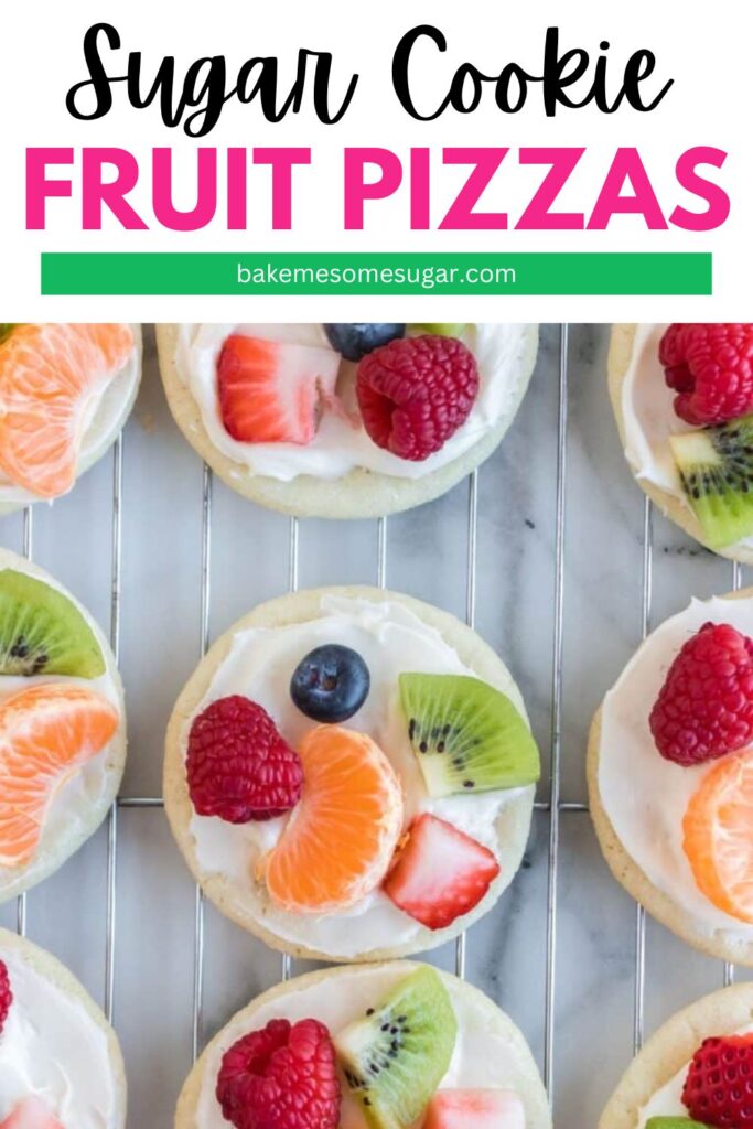 fruit pizzas placed on a cooling rack