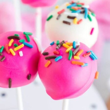 Lofthouse Sugar Cookie Cake Pops on a white holder