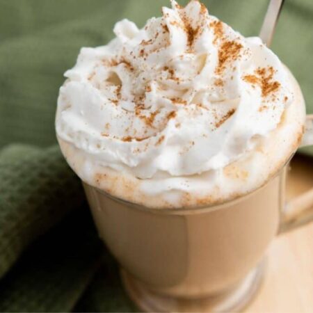 closeup of latte with pumpkin