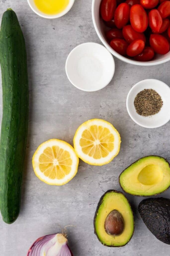 ingredients to make avocado salad