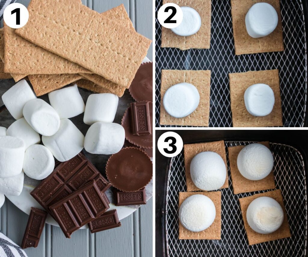 collage on how to make Air Fryer Smores 