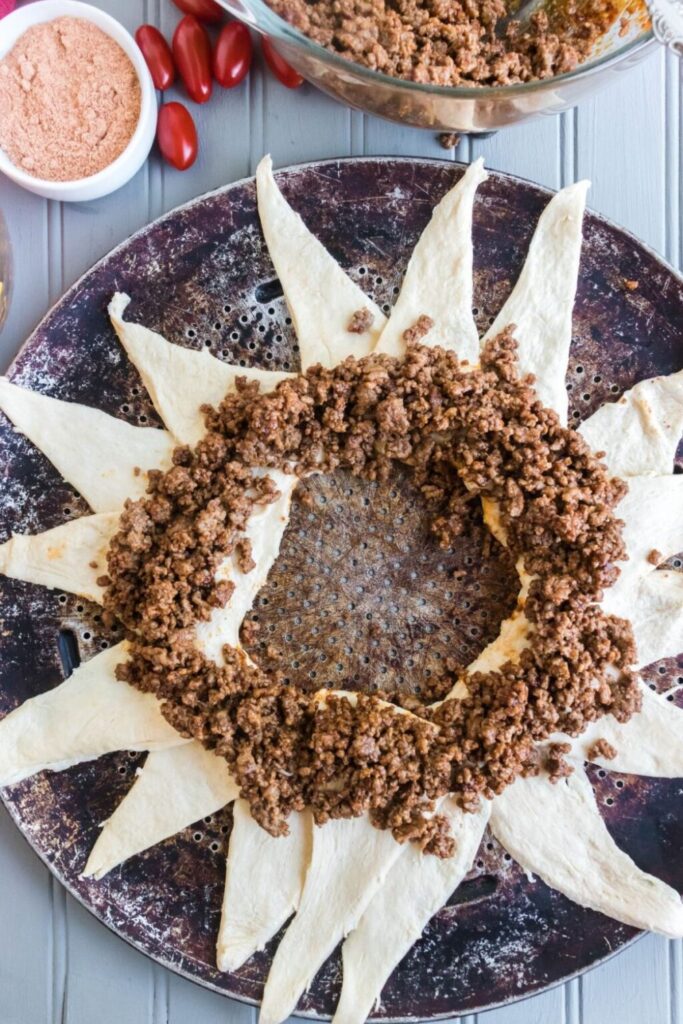 crescent roll with ground beef wrapped in crescent rolls