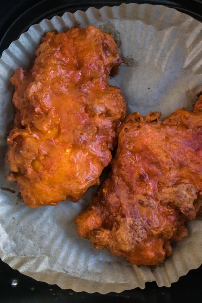 buffalo ranch chicken on a plate coated in chicken